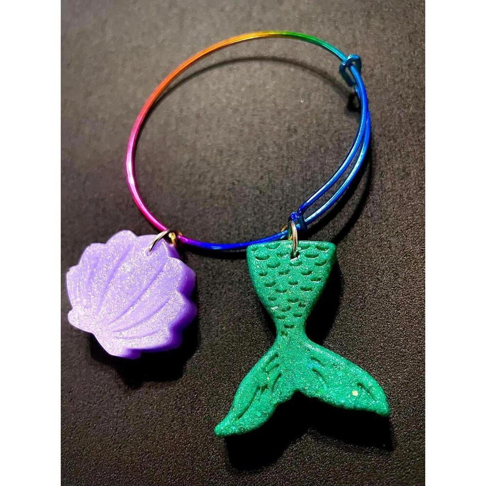 Disney little mermaid princess ariel bangle bracelet seashell mermaids jewelery